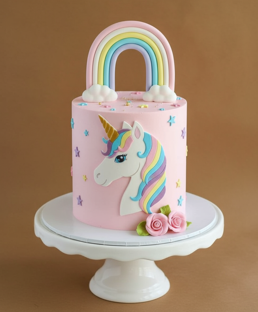 Elegant Pink Rainbow Unicorn Cake