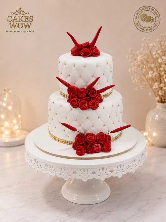 Sophisticated Red Rose Engagement Cake