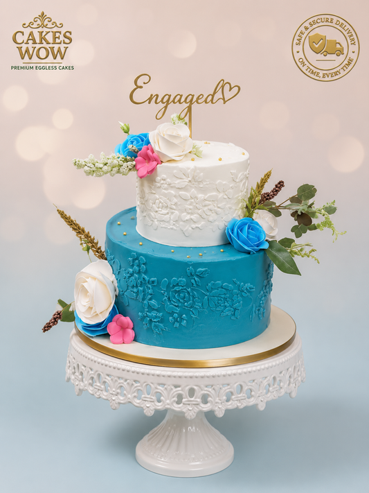 Romantic Aqua & White Wedding Cake
