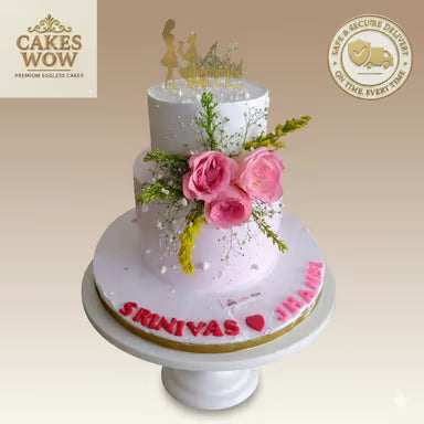 Romantic Floral Engagement and wedding Cake