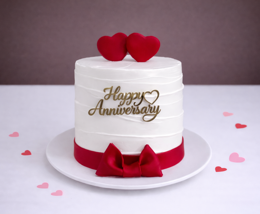 Elegant Red Heart Anniversary Cake