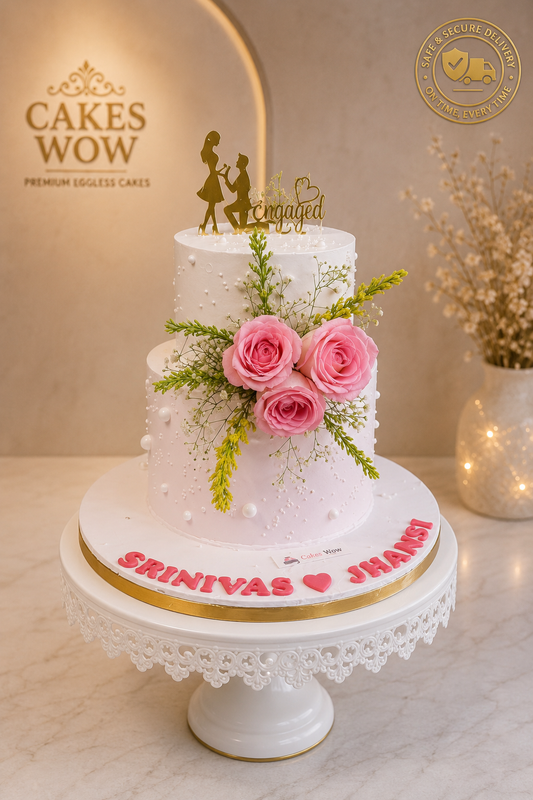 Romantic Floral Engagement and wedding Cake