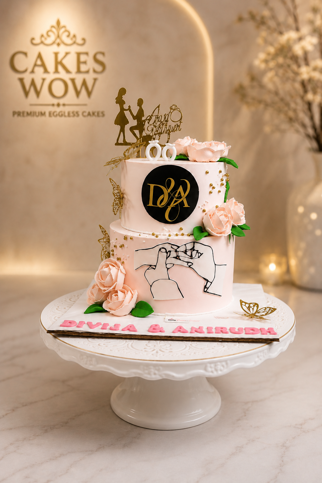 Elegant Engagement Ring Ceremony Cake