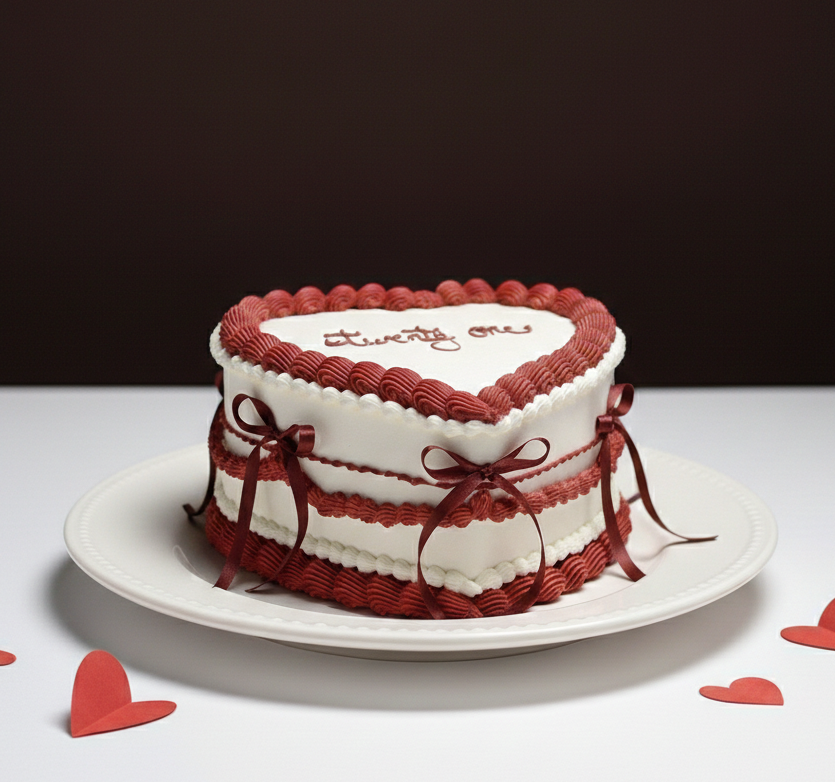 Elegant Heart Anniversary Cake