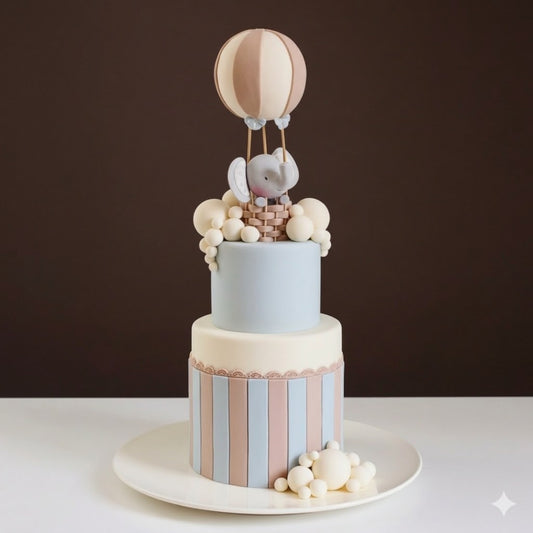 Elephant Balloon Pastel Tier Cake