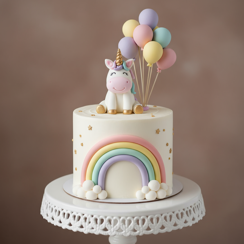 Unicorn Balloon Fantasy Rainbow Cake