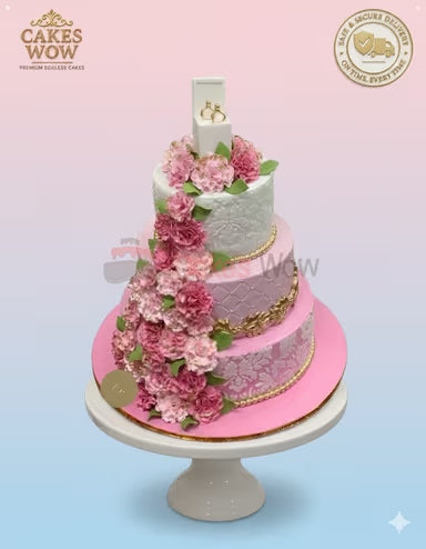 Blushing Rings Engagement Cake