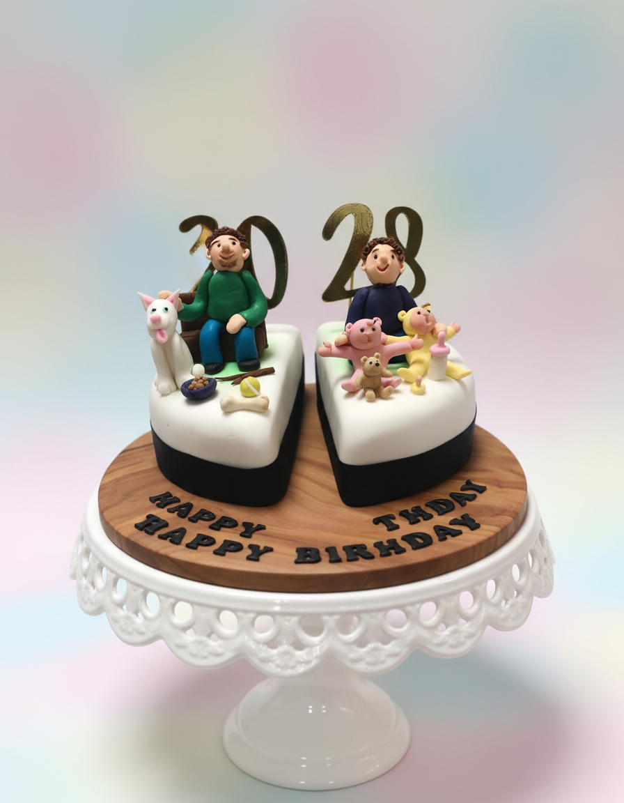 Customized Twins Number Cake
