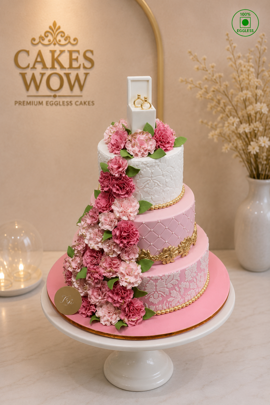 Blushing Rings Engagement Cake