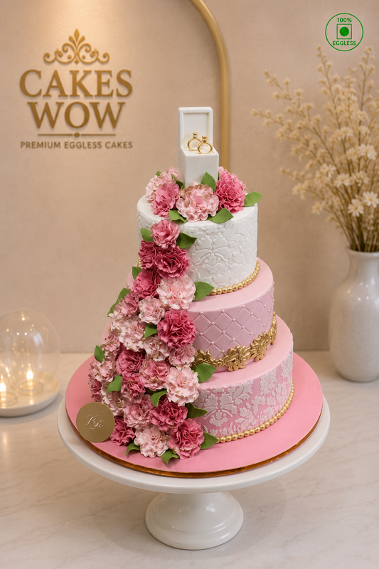 Blushing Rings Engagement Cake