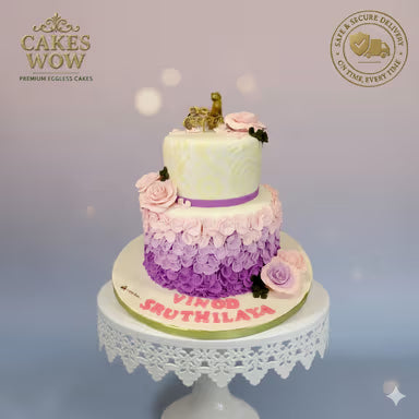 Ombre Pink/Purple Floral Engagement/Wedding Cake