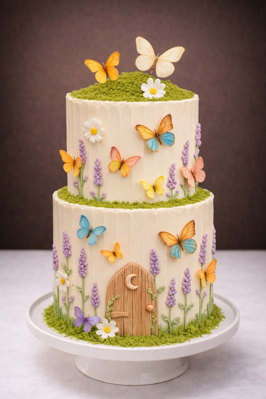 Enchanted Butterfly Garden Cake