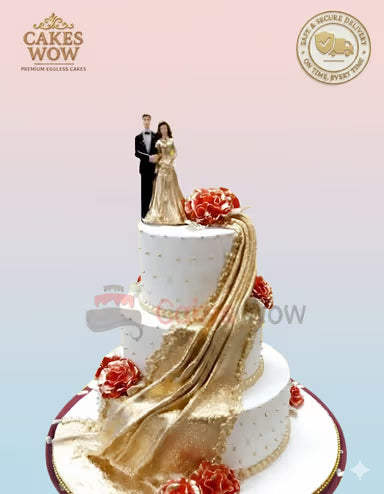 Royal Gold Elegance Wedding Cake