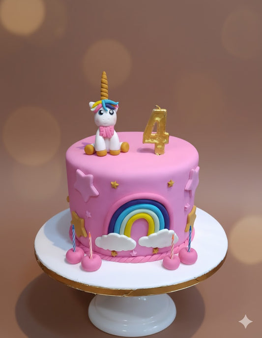 Pink Rainbow Unicorn Milestone Cake