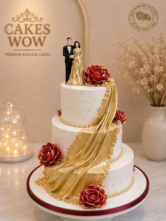Royal Gold Elegance Wedding Cake