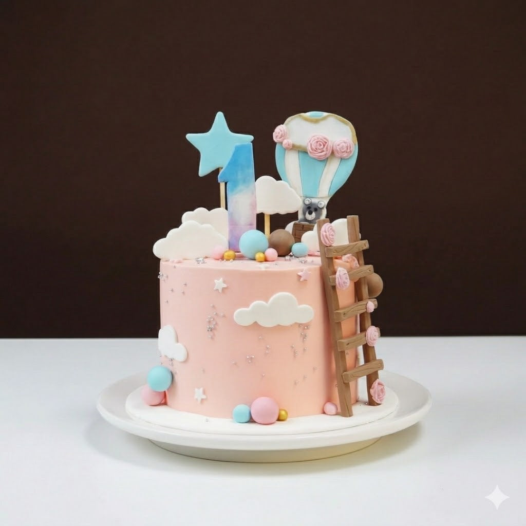 Pastel Hot Air Balloon Theme Cake
