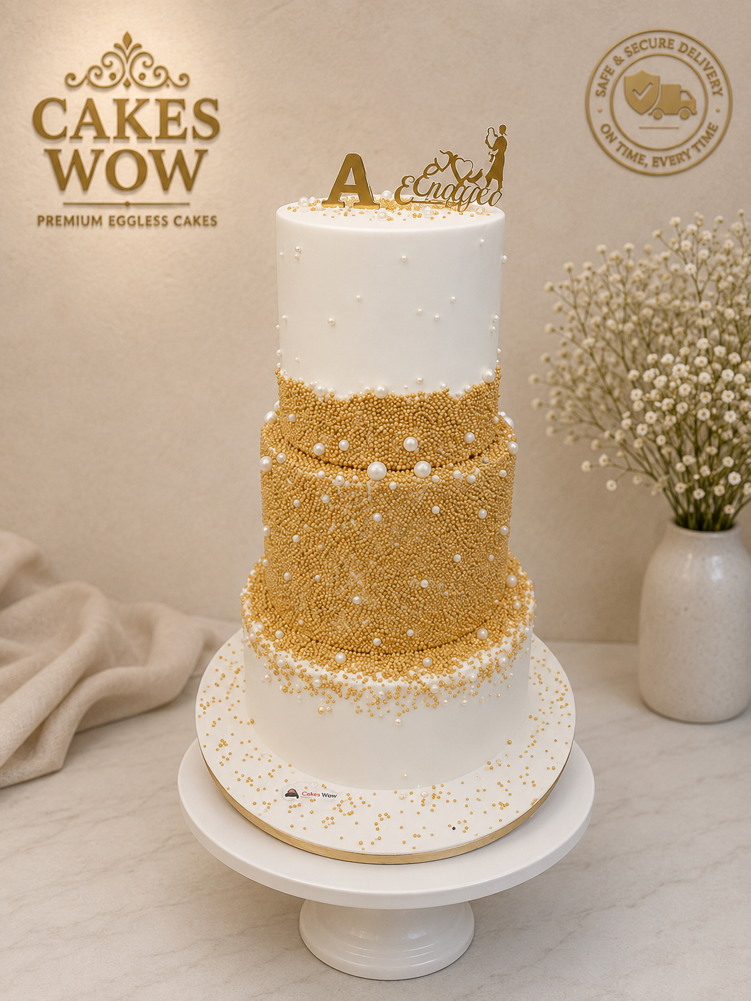 The Golden Cascade Engagement Cake