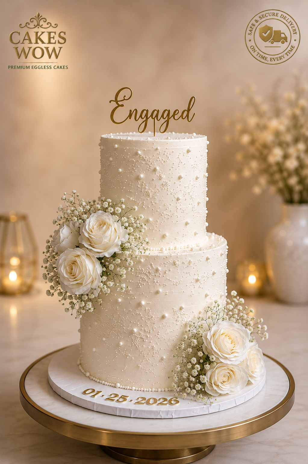 The Pearl Perfection Engagement Cake