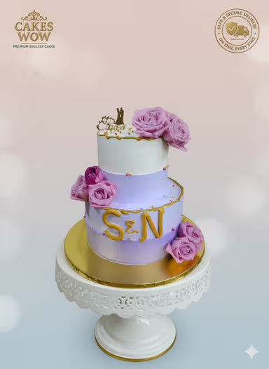 Elegant Flower Themed Engagement Cake