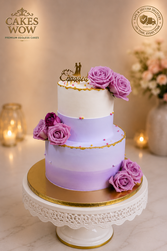 Elegant Flower Themed Engagement Cake