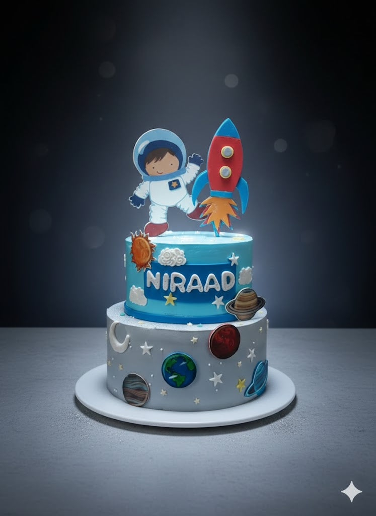 Galaxy Two Tier Astronaut Space Cake