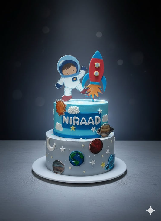 Galaxy Two Tier Astronaut Space Cake
