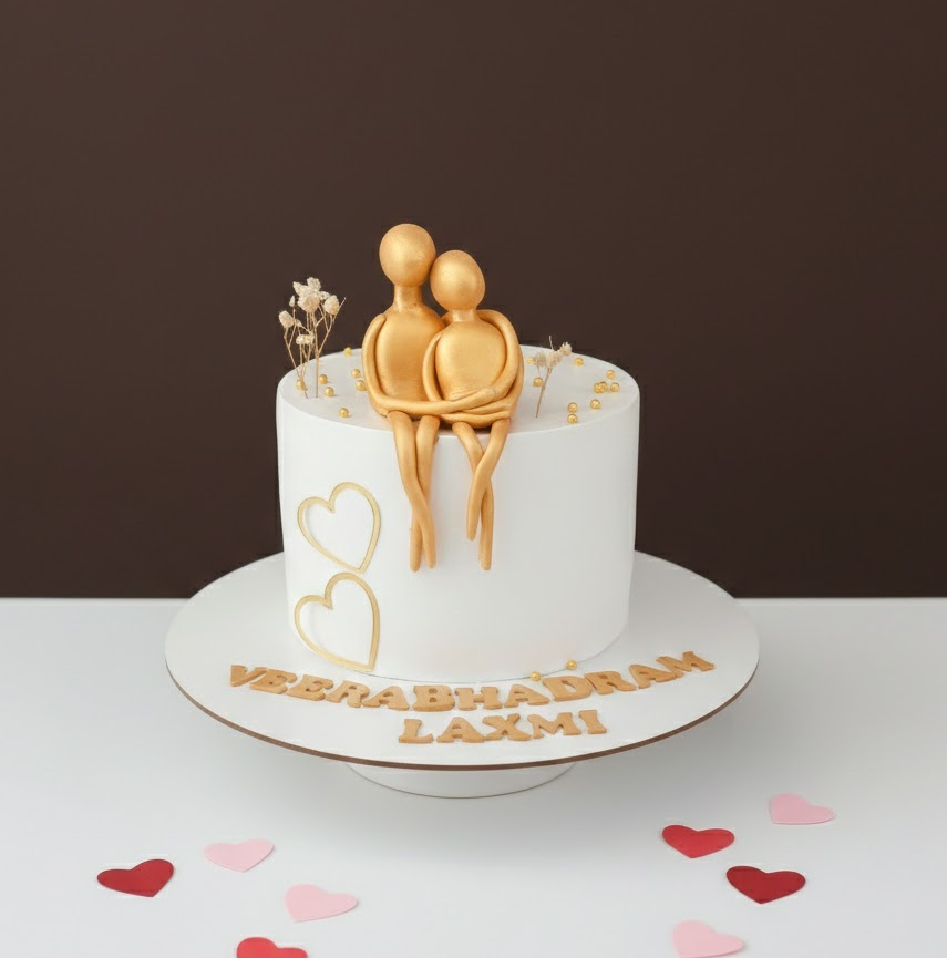 Golden Couple Anniversary Cake