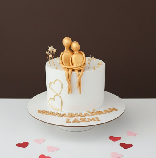 Golden Couple Anniversary Cake
