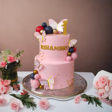 Royale Pink Butterfly Step Cake