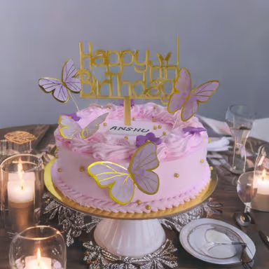 Pink Butterfly Birthday Cake
