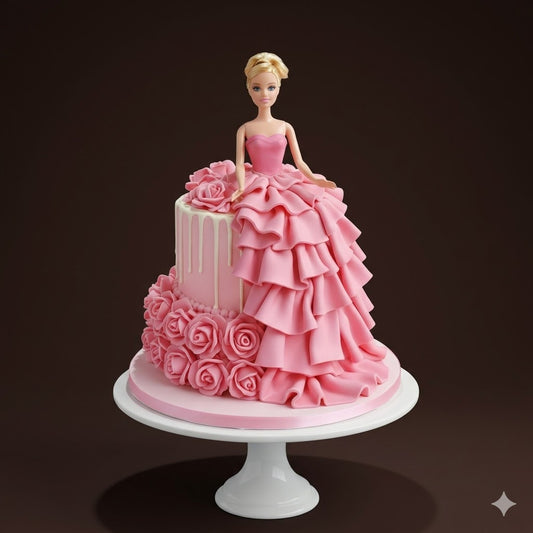 Barbie Pink Rose Designer Cake