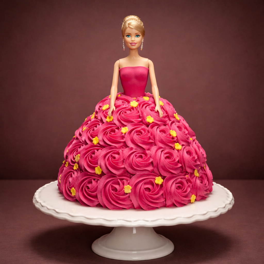 Barbie Flower Rosette Cake
