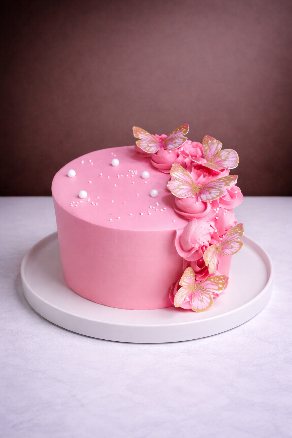 Blush Pink Butterfly Elegance Cake