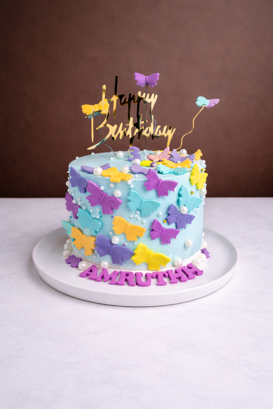 Vibrant Butterfly Party Cake