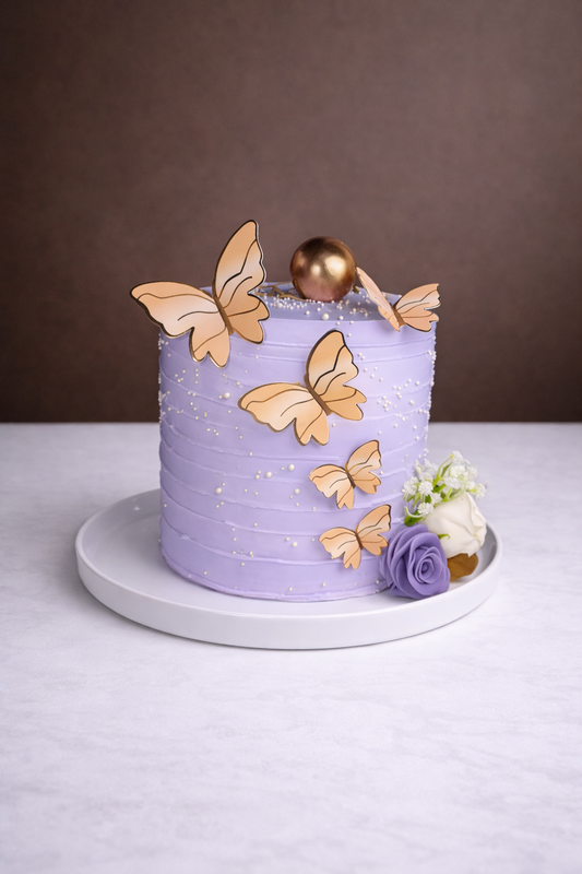 Lavender Golden Butterfly Cake