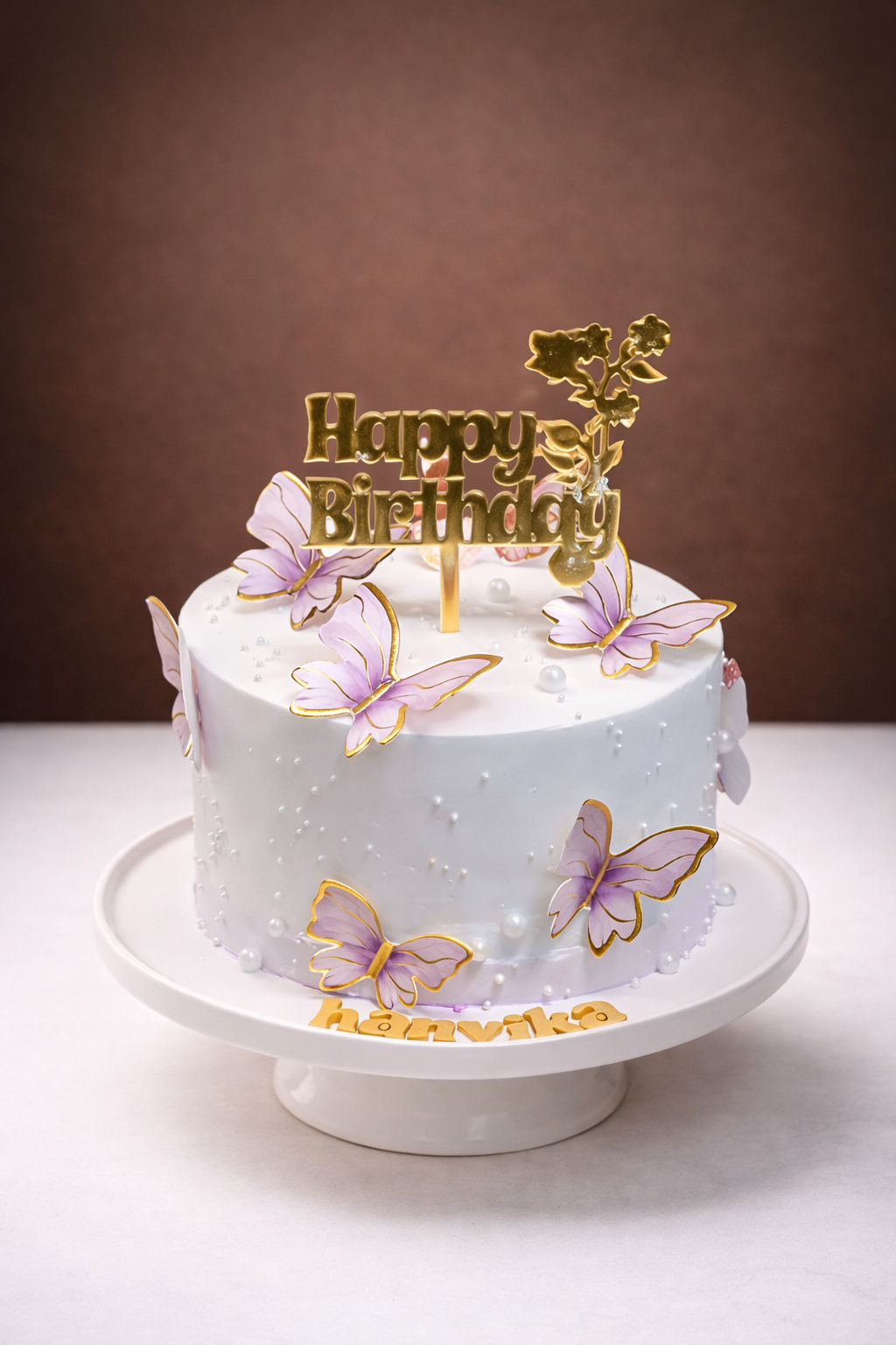 Pearl White Butterfly Elegance Cake