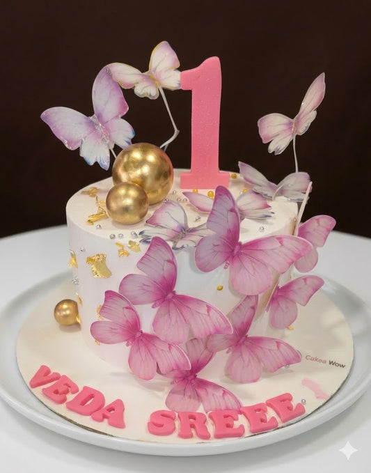 Pink Butterfly  Birthday Cake