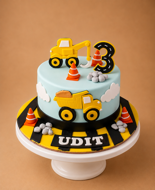 Construction Truck Theme Cake