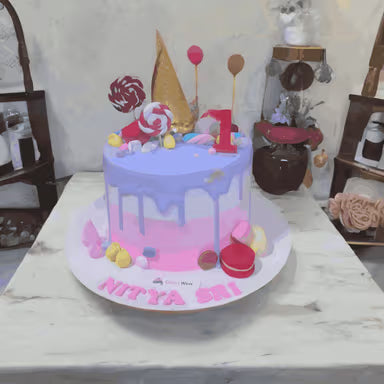 Pastel Drip & Candy Celebration Cake