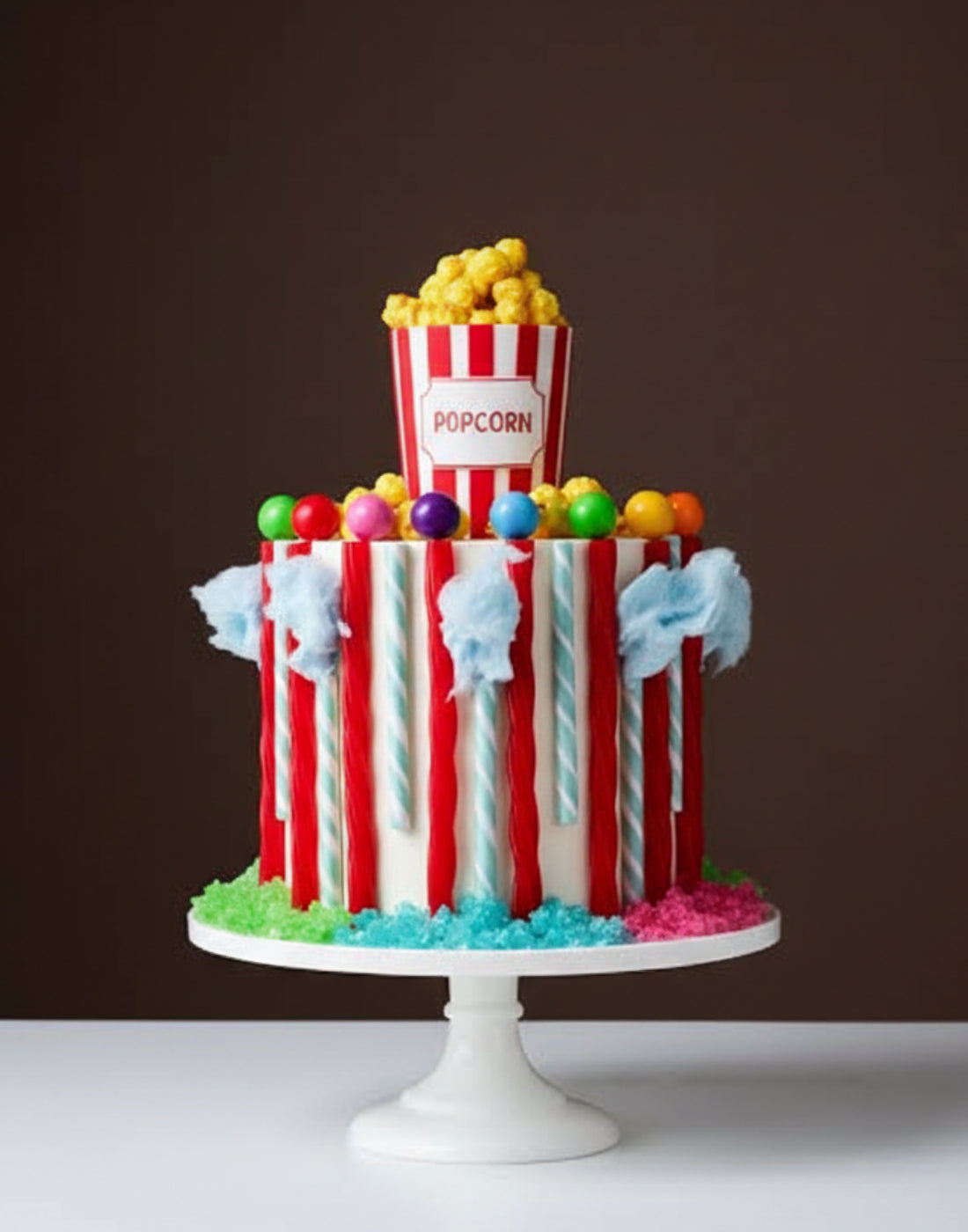 Popcorn & Cotton Candy Carnival Cake