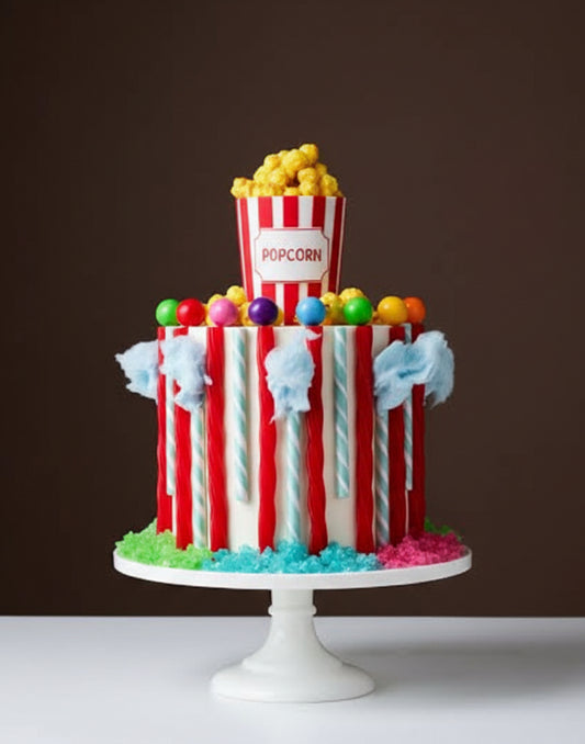 Popcorn & Cotton Candy Carnival Cake