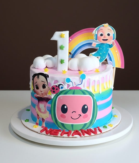 Cocomelon Rainbow Drip Birthday Cake