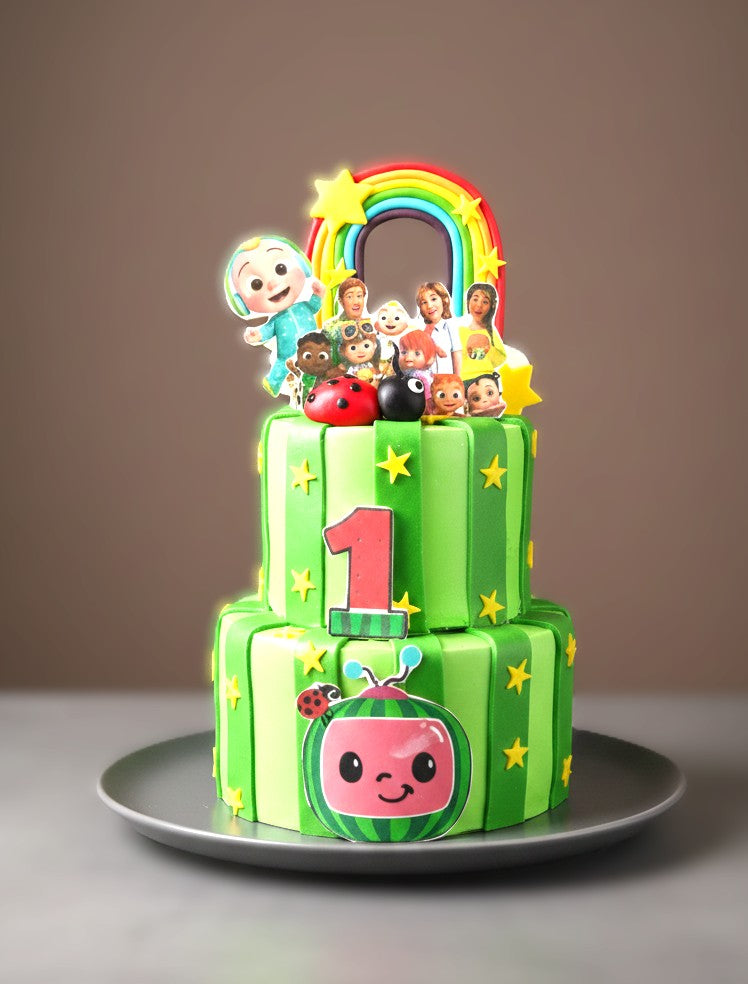Cocomelon Rainbow Family Tier Cake
