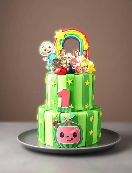 Cocomelon Rainbow Family Tier Cake