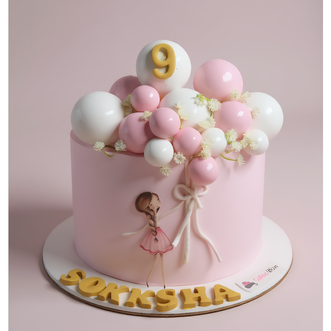 Balloon Girl Princess Cake