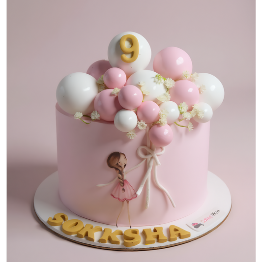 Balloon Girl Princess Cake