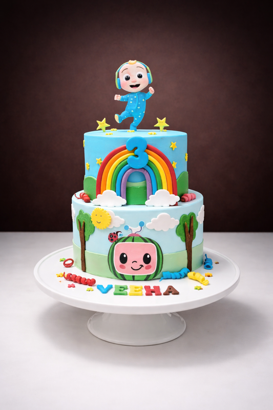 Pastel Cocomelon Birthday Cake