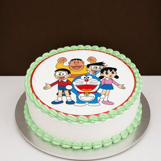 Doraemon Friends Photo Print Cake
