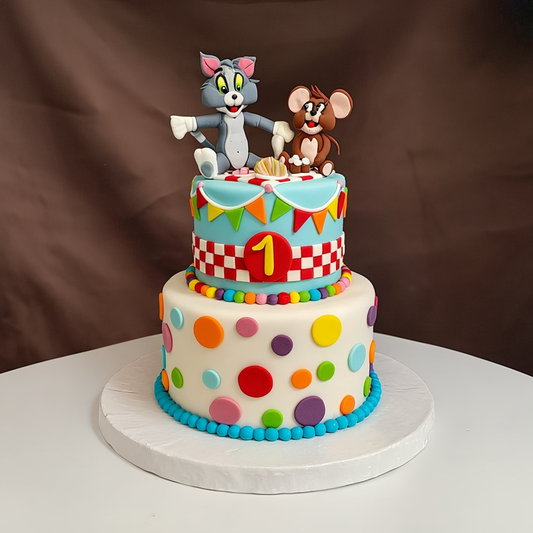 Tom and Jerry Blue Sky Portrait Cake