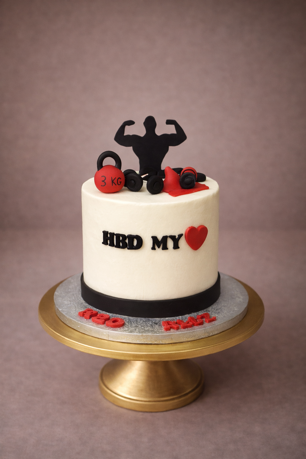 Romantic Gym Theme Birthday Cake